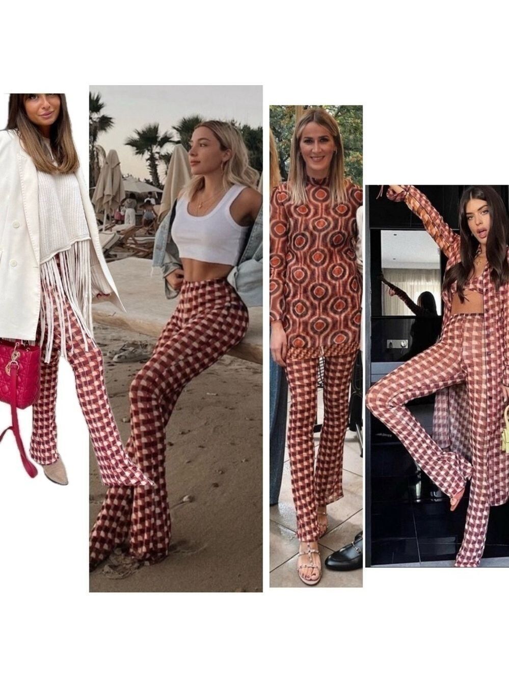 Zara retro geometric sheer slim fit stretchy pants beach coverup Sz M